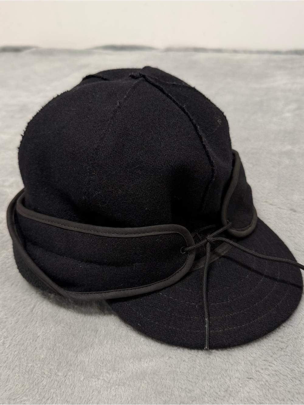 Stormy Kromer The Original Cap Black Wool Blend Earflap Hat Size 7 1/2 USA